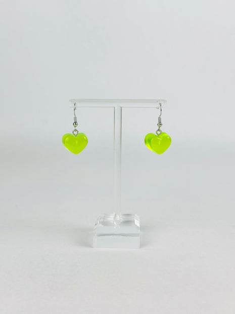 Green Gummy Heart Earrings