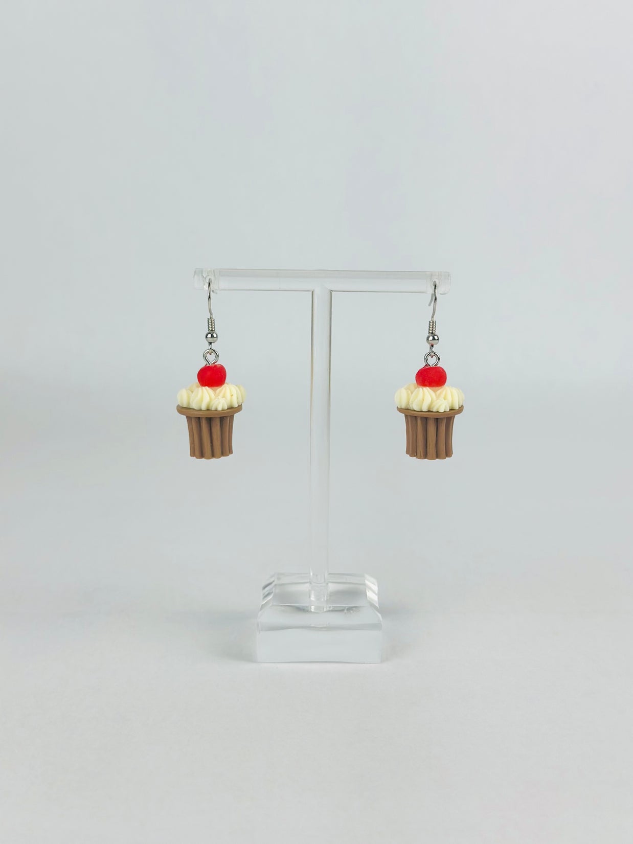Vanilla Cherry Cupcake Earrings