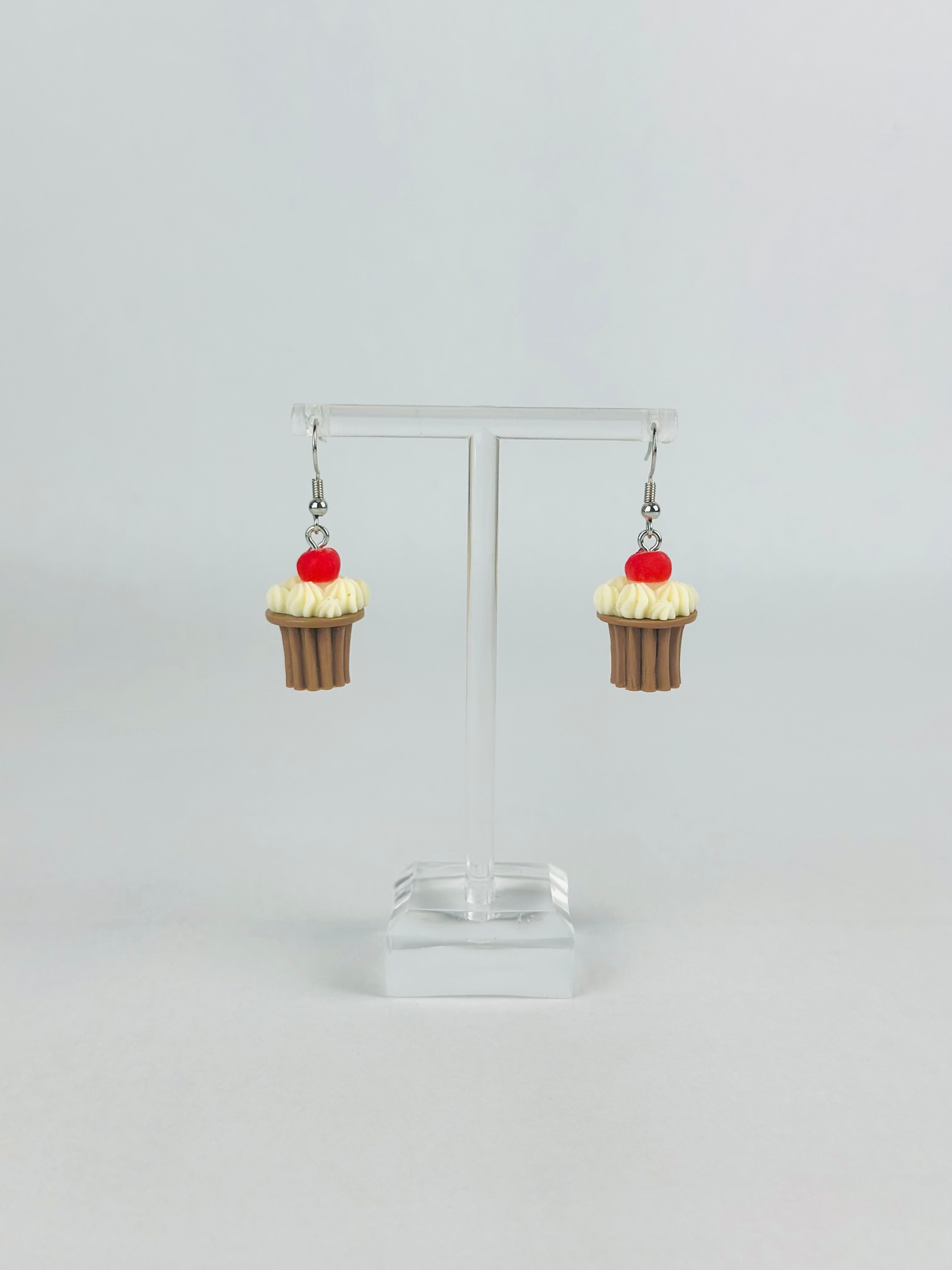 Vanilla Cherry Cupcake Earrings