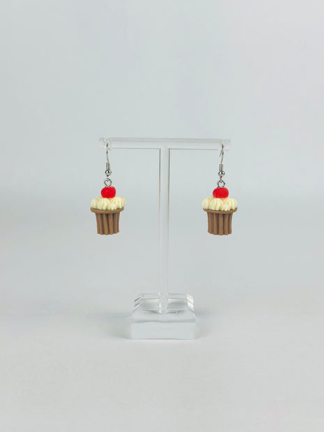 Vanilla Cherry Cupcake Earrings