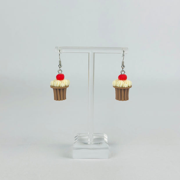 Vanilla Cherry Cupcake Earrings