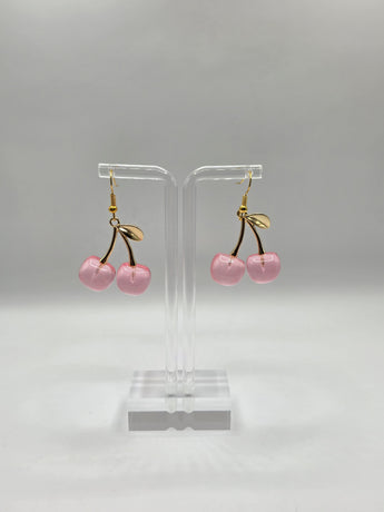 Golden Pink Cherry Earrings