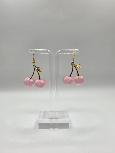 Golden Pink Cherry Earrings