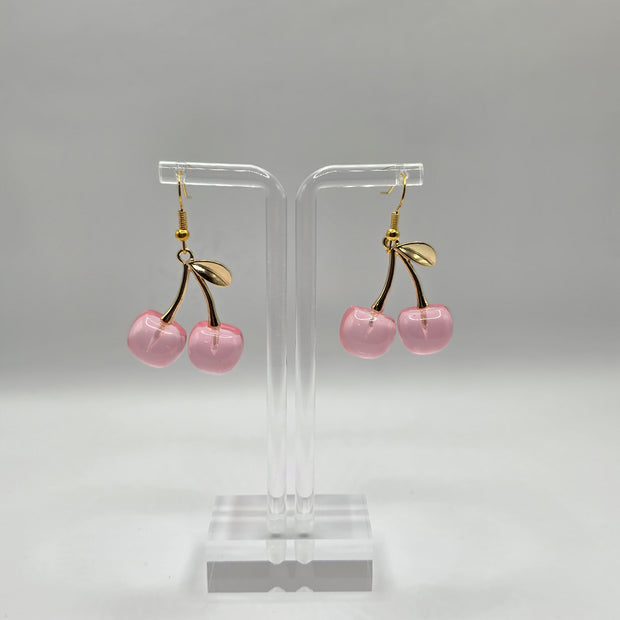 Golden Pink Cherry Earrings