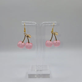 Golden Pink Cherry Earrings