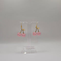 Golden Pink Cherry Earrings