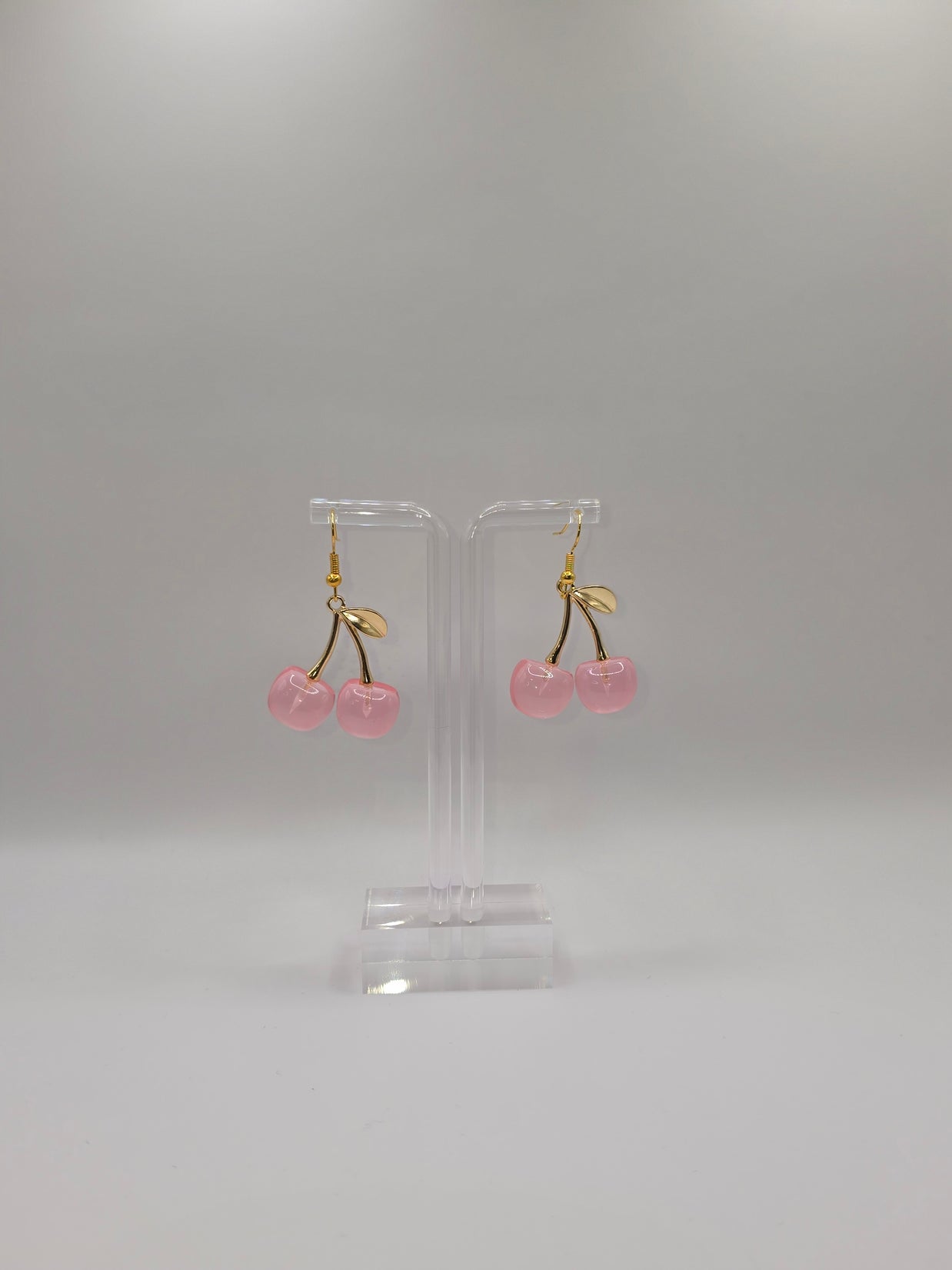 Golden Pink Cherry Earrings