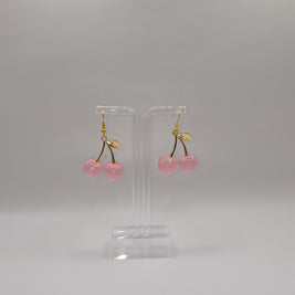 Golden Pink Cherry Earrings
