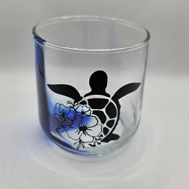 Blue Swirl Turtle Wine Glass Black