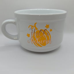 White Hello Autumn Soup Mug