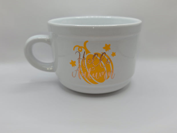 White Hello Autumn Soup Mug
