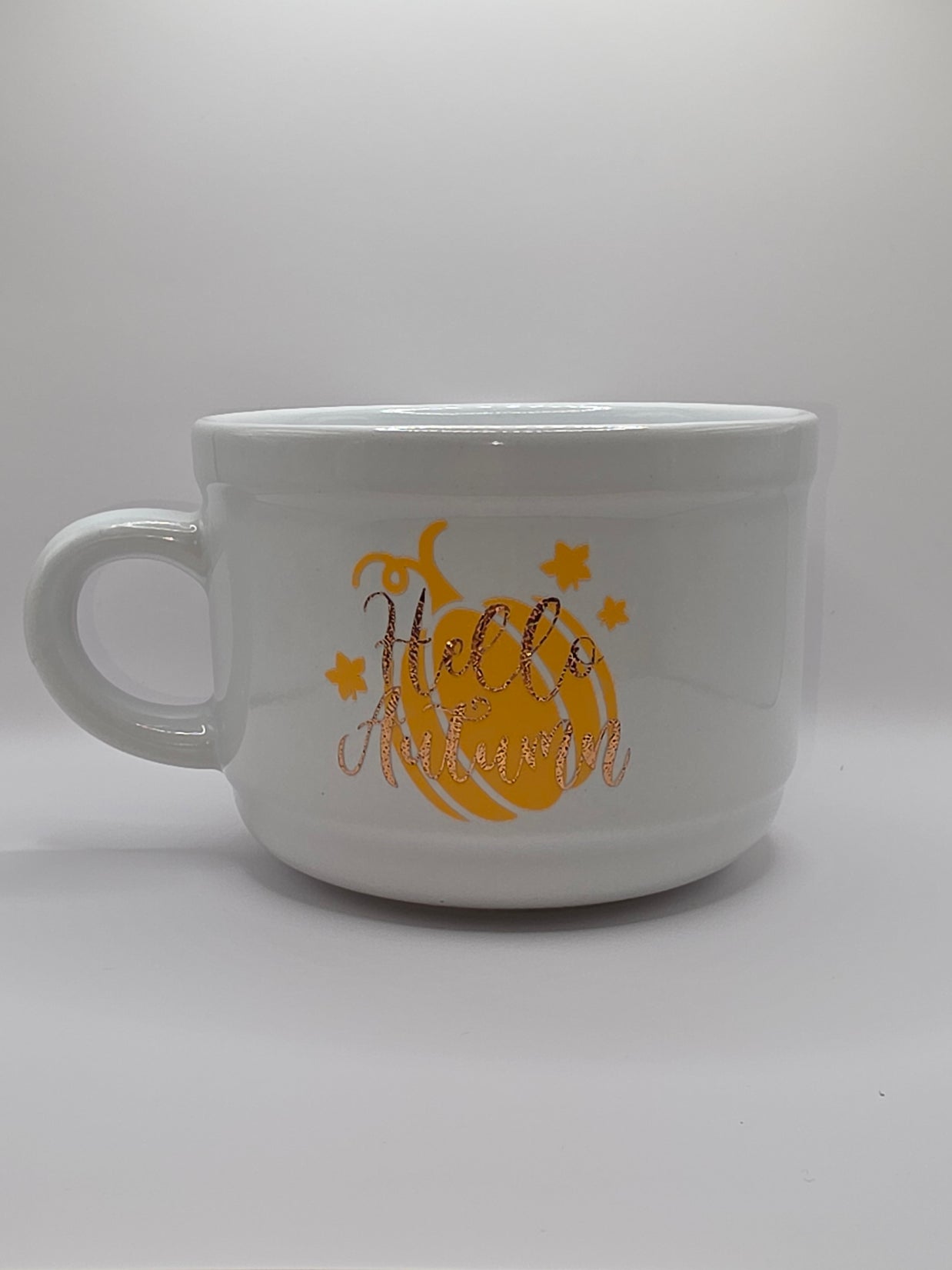 White Hello Autumn Soup Mug