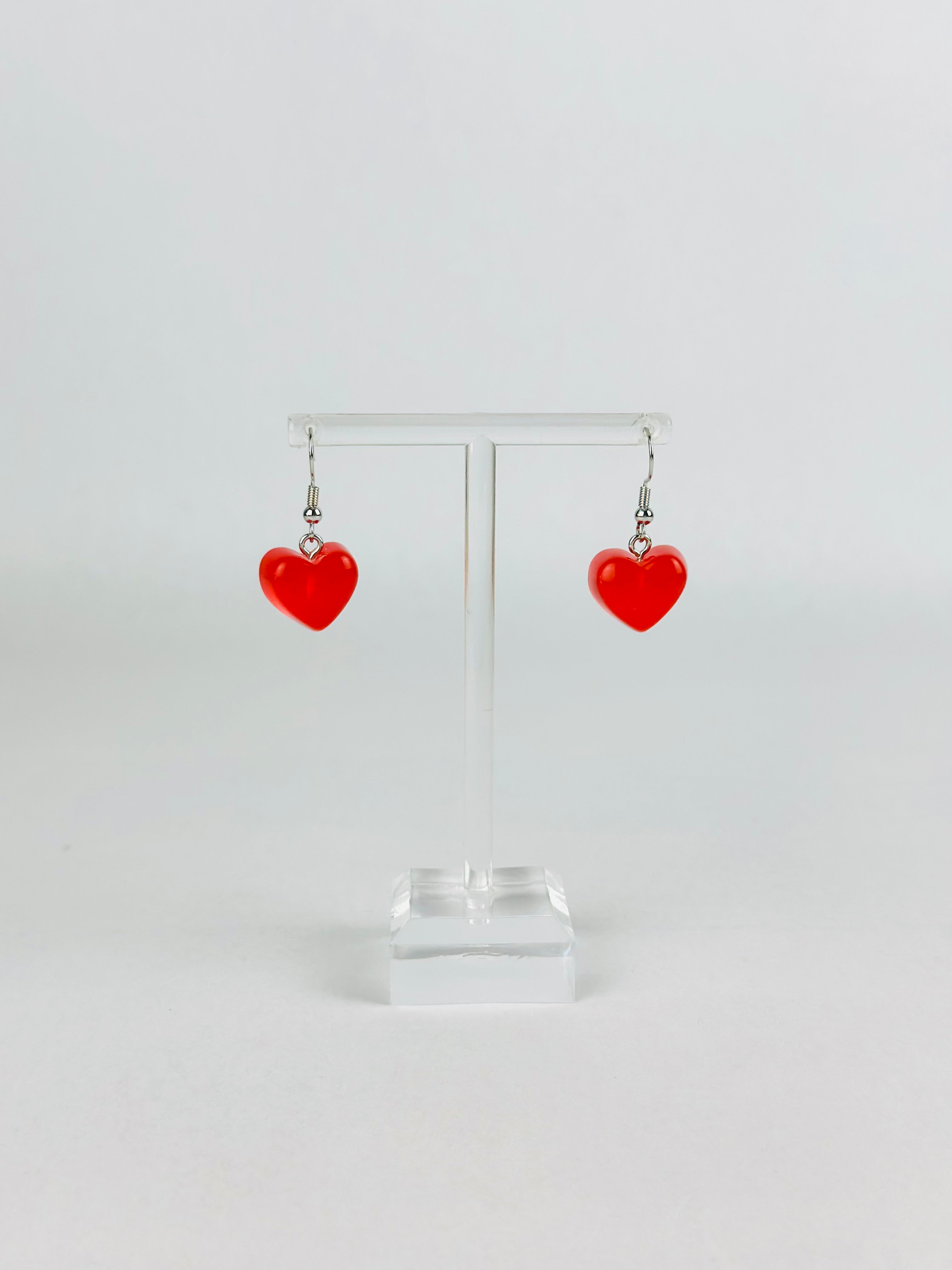 Red Gummy Heart Earrings