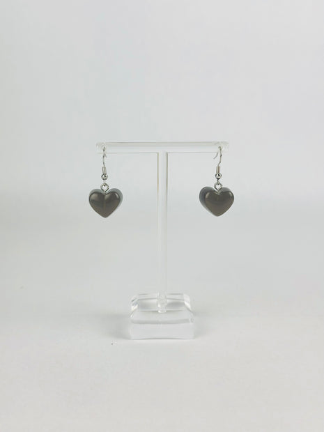 Black Gummy Heart Earrings