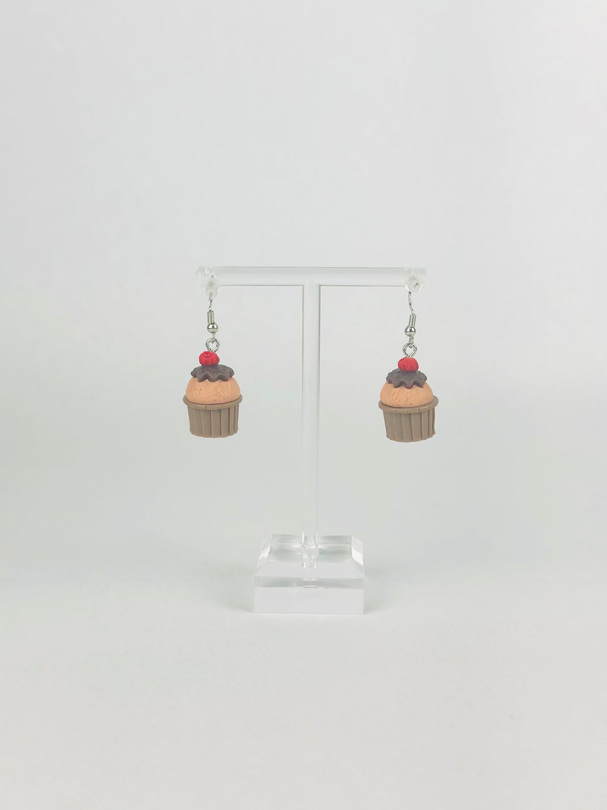 Chocolate Raspberry Cupcake Earrings