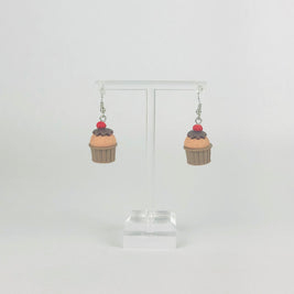 Chocolate Raspberry Cupcake Earrings