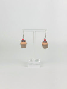 Chocolate Raspberry Cupcake Earrings