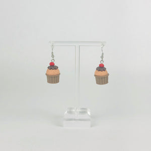 Chocolate Raspberry Cupcake Earrings