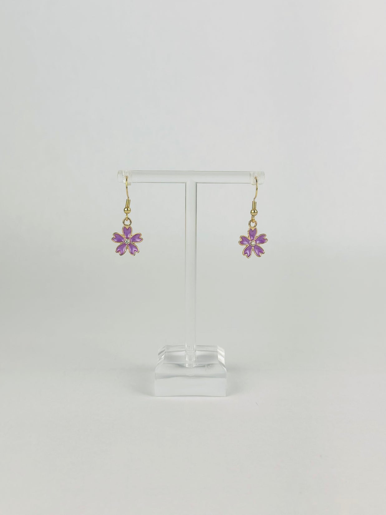 Purple Crystal Flower Earrings