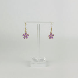Purple Crystal Flower Earrings
