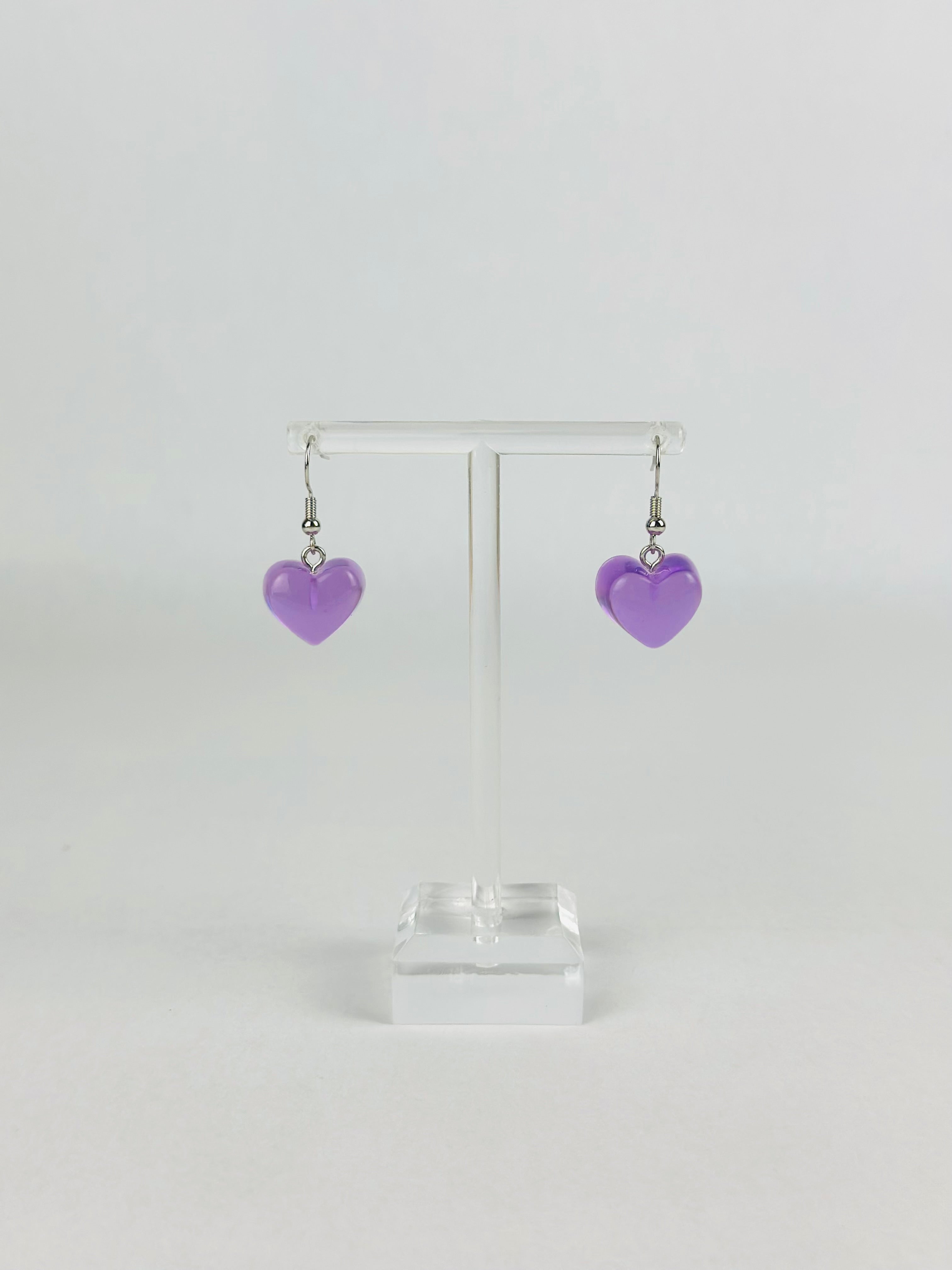 Purple Gummy Heart Earrings