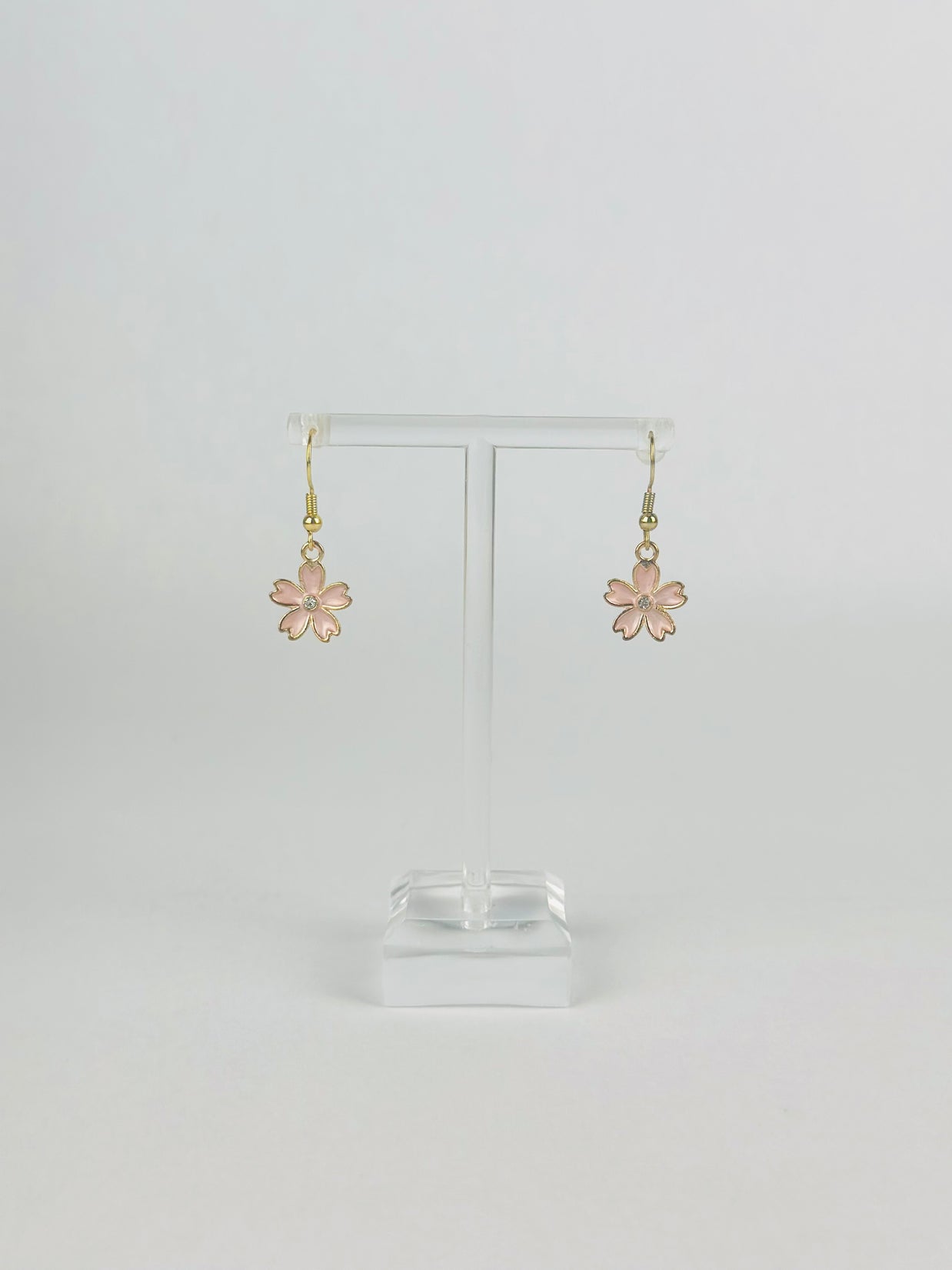 Pink Crystal Flower Earrings