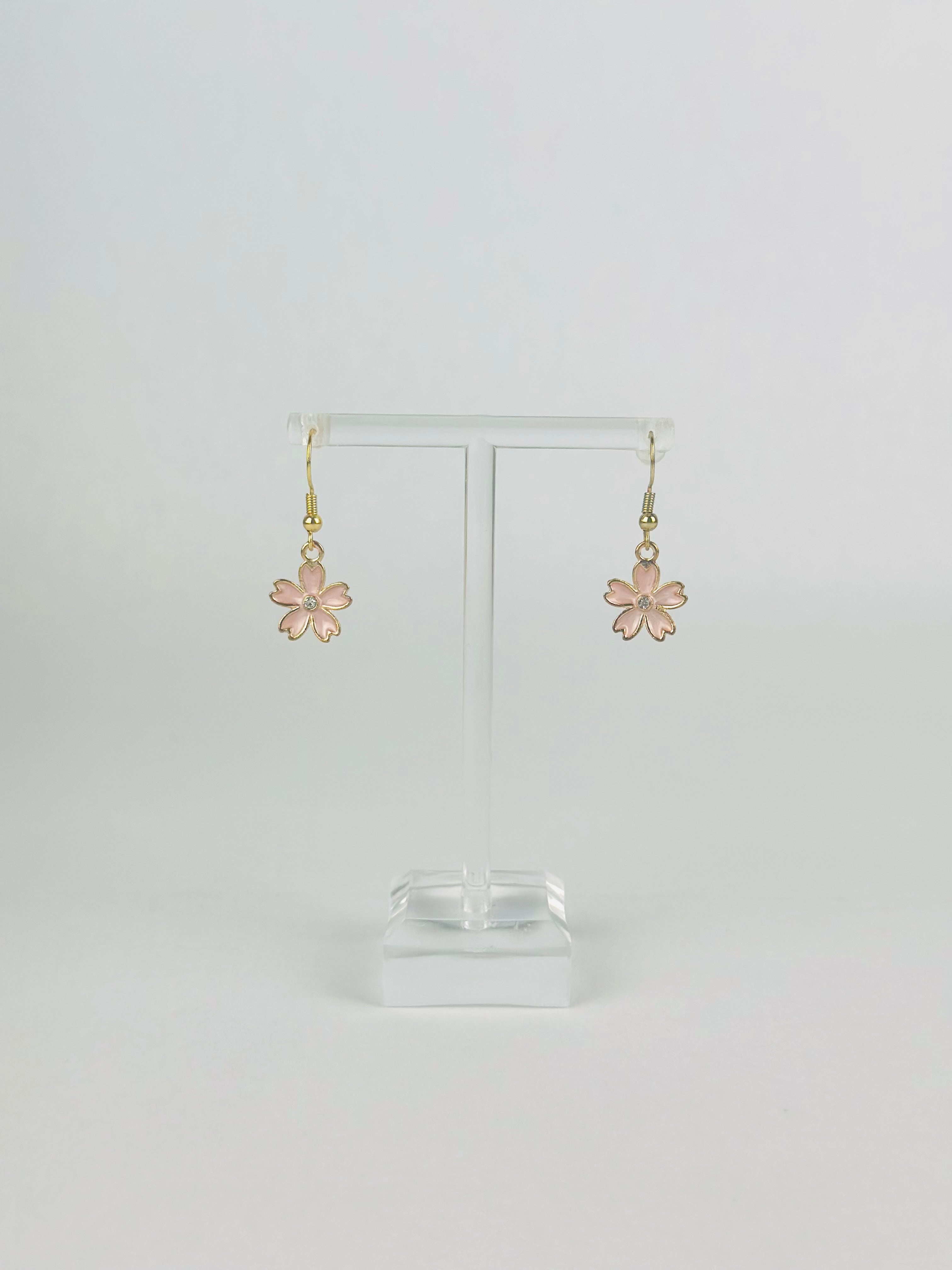 Pink Crystal Flower Earrings