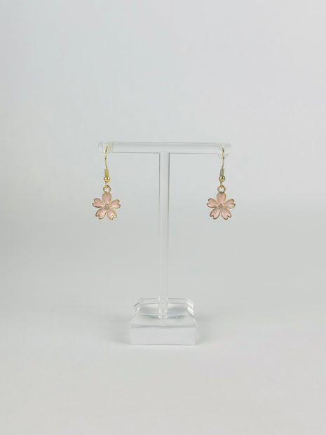Pink Crystal Flower Earrings