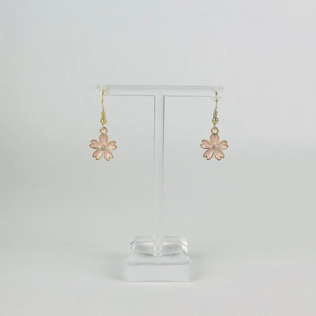 Pink Crystal Flower Earrings