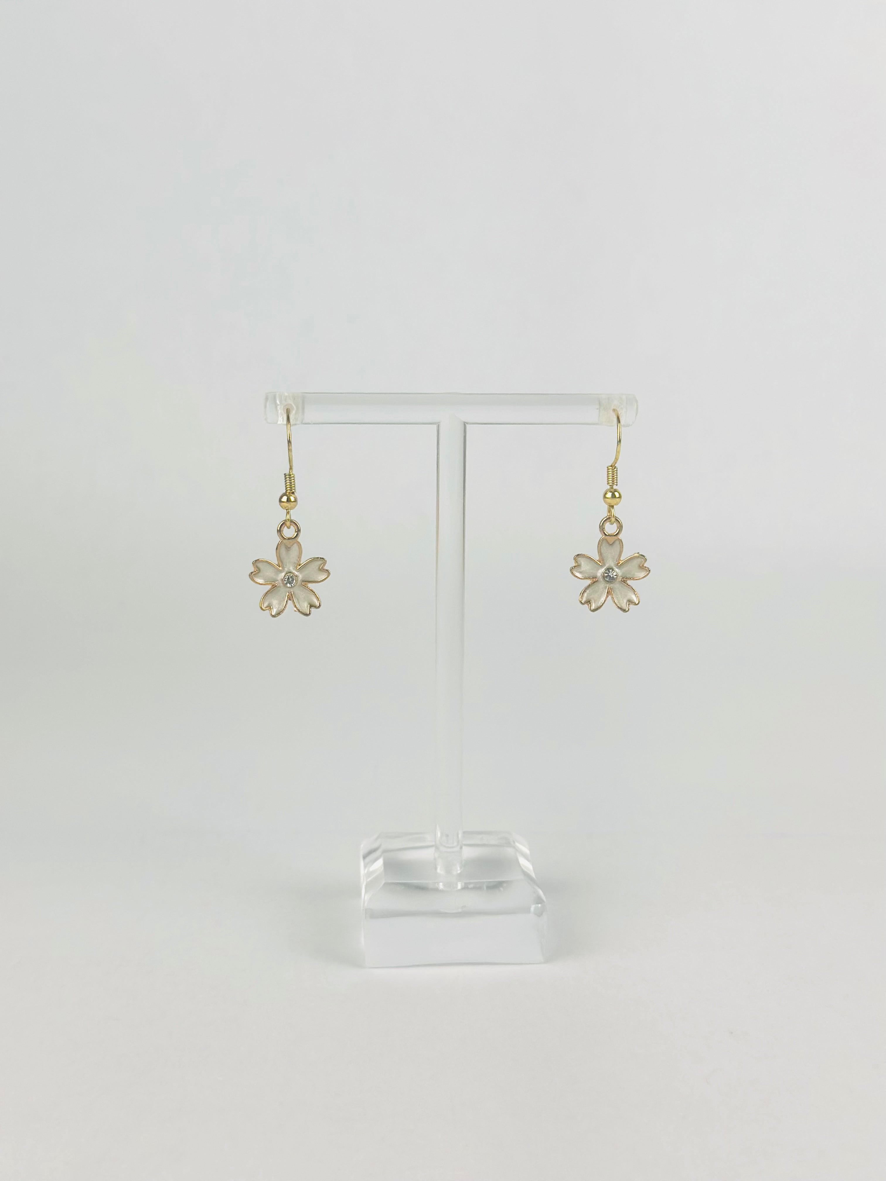 White Crystal Flower Earrings