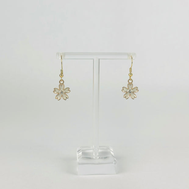 White Crystal Flower Earrings