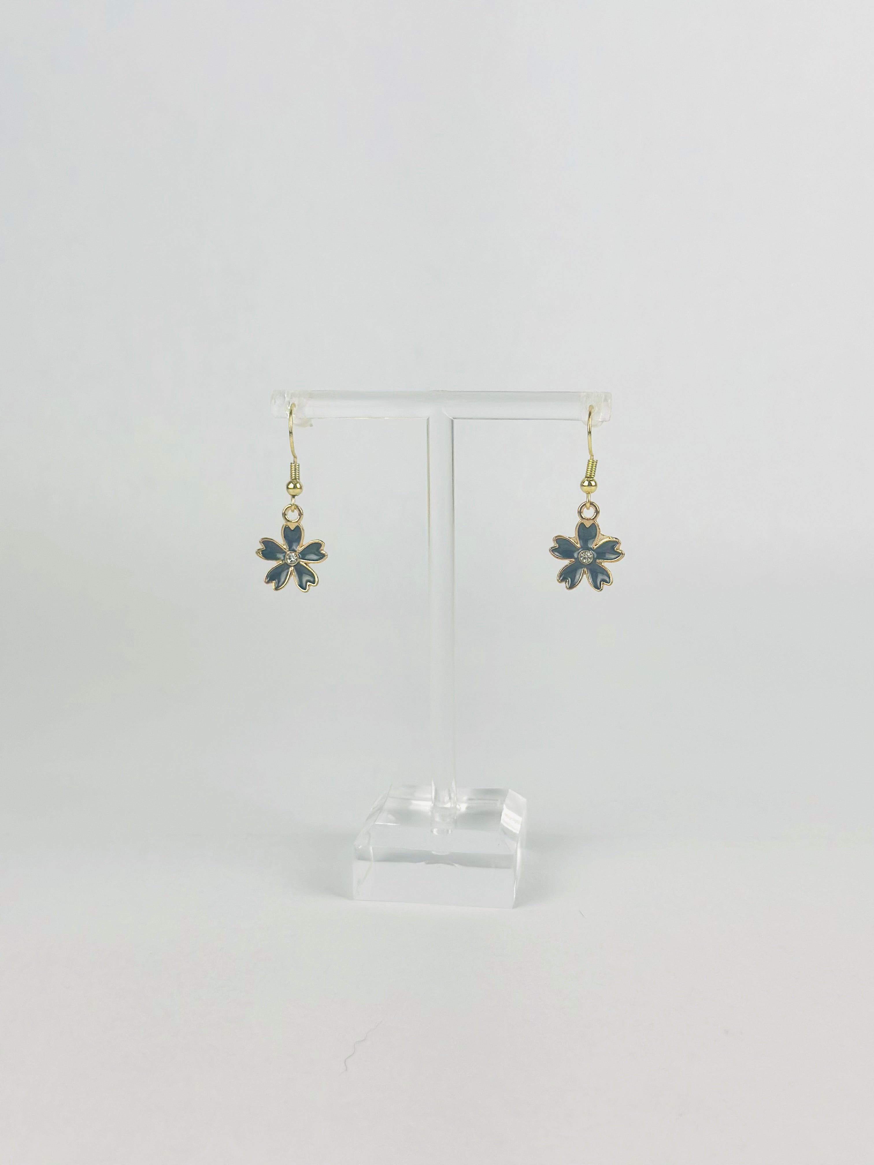 Black Crystal Flower Earrings