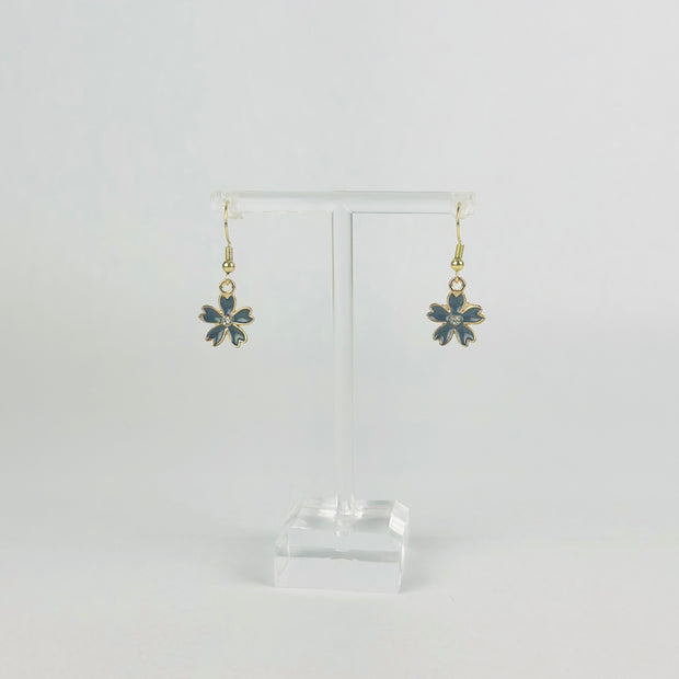 Black Crystal Flower Earrings