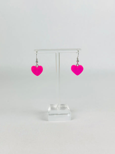 Hot Pink Gummy Heart Earrings