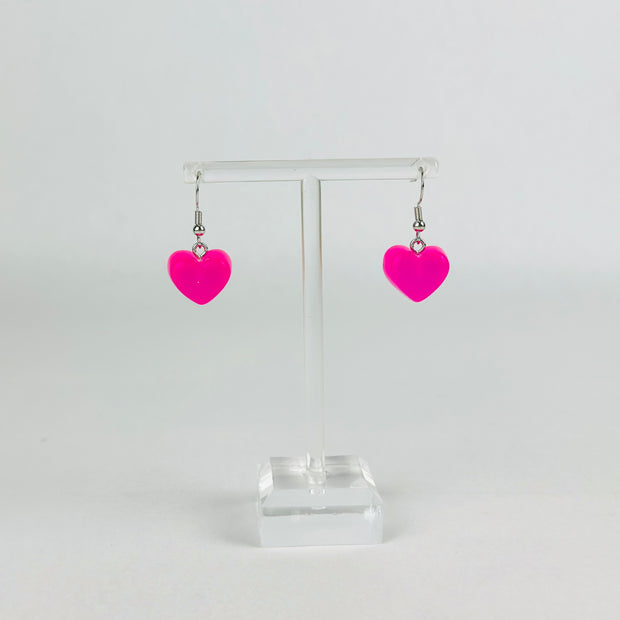 Hot Pink Gummy Heart Earrings