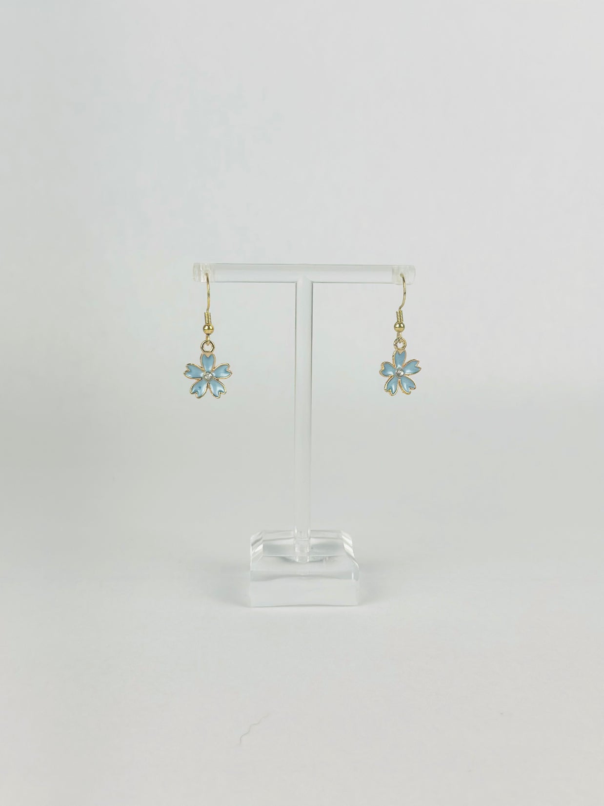 Blue Crystal Flower Earrings