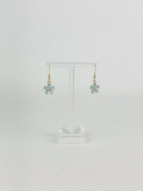 Blue Crystal Flower Earrings