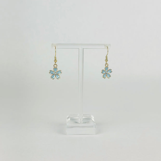 Blue Crystal Flower Earrings
