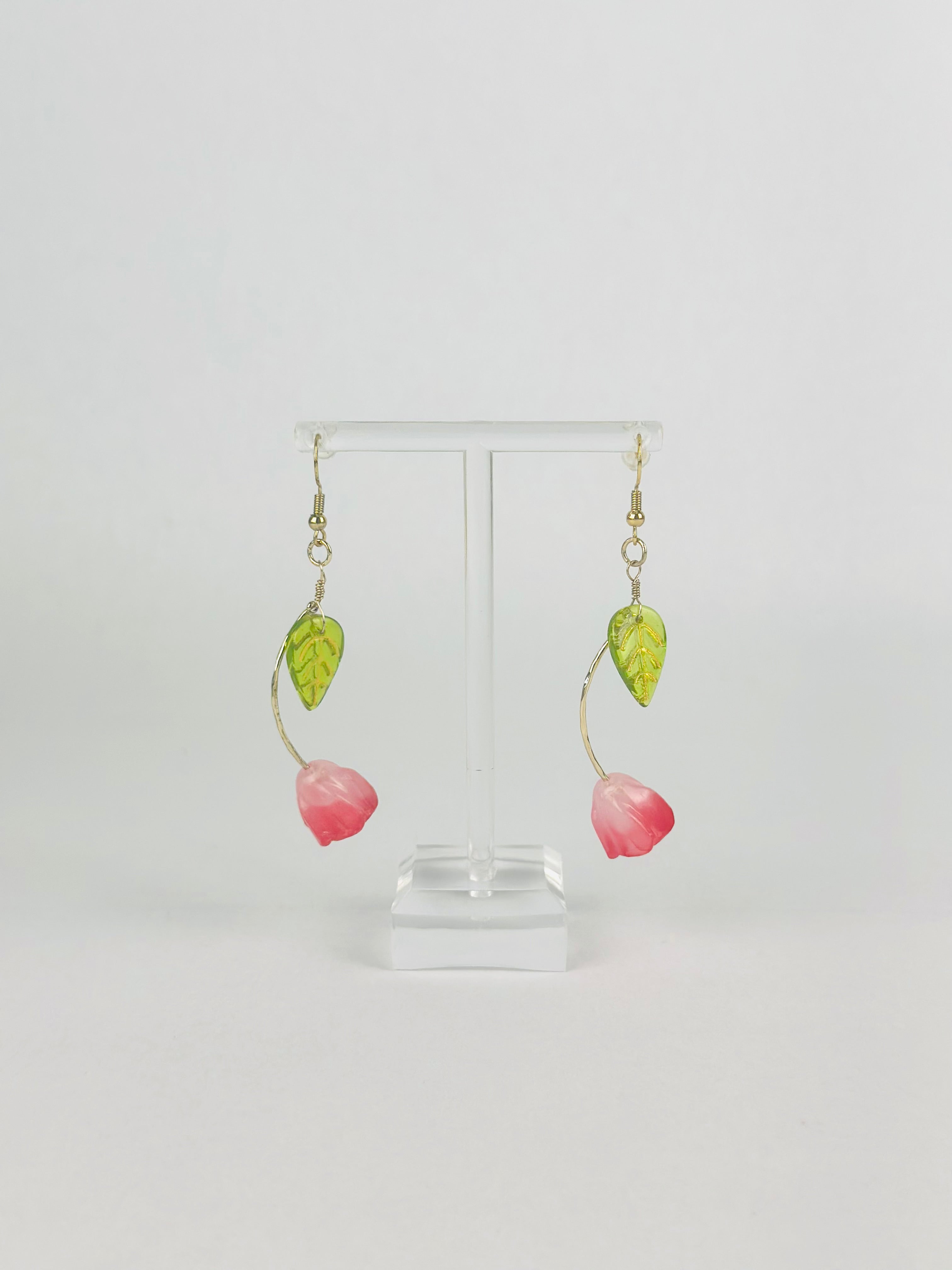 Rosy Pink Tulip Earrings