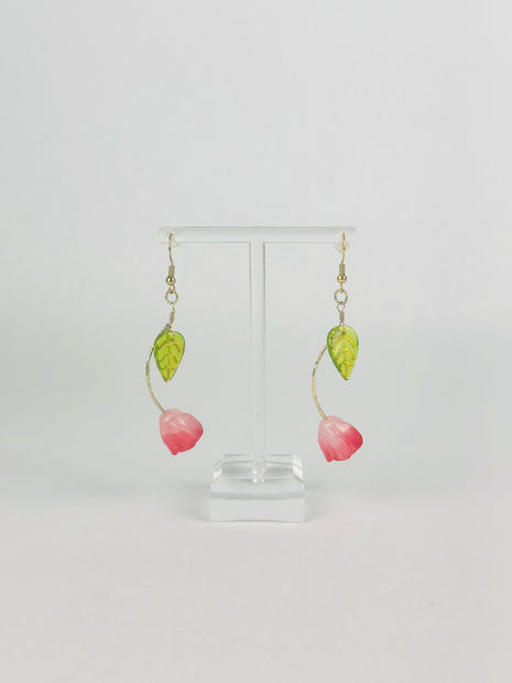 Rosy Pink Tulip Earrings