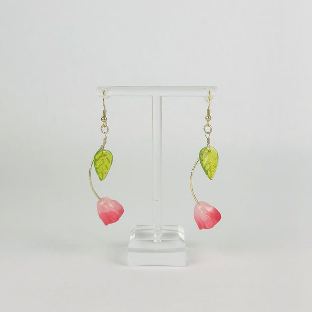 Rosy Pink Tulip Earrings