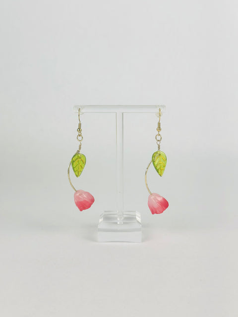 Rosy Pink Tulip Earrings