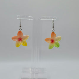 Yellow & Green Plumeria Flower Earrings