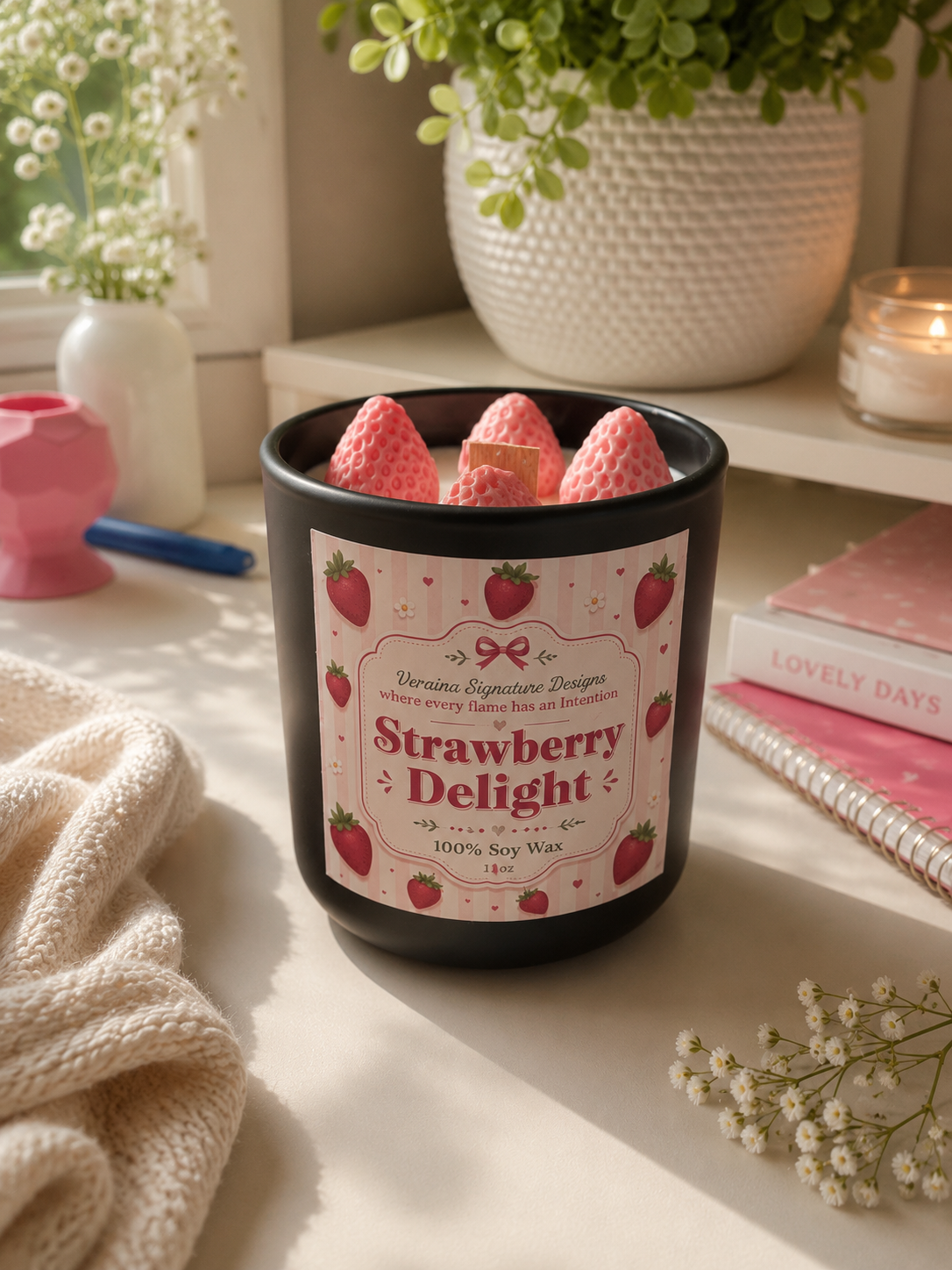 Strawberry Delight Soy Candle 11oz