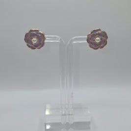 Purple Camellia Flower Stud Earrings