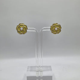 Yellow Camellia Flowers Stud Earrings