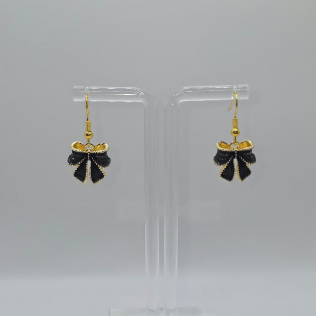 Black & Gold Bow Earrings