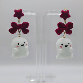 Red Bow Ghost Earrings