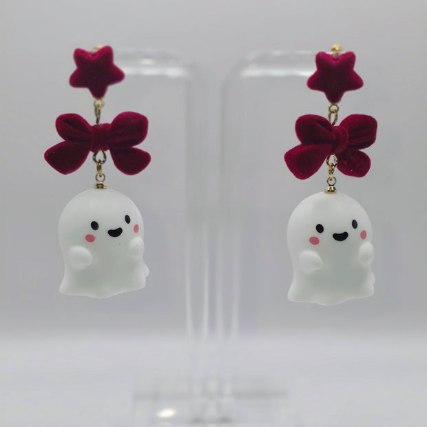 Red Bow Ghost Earrings