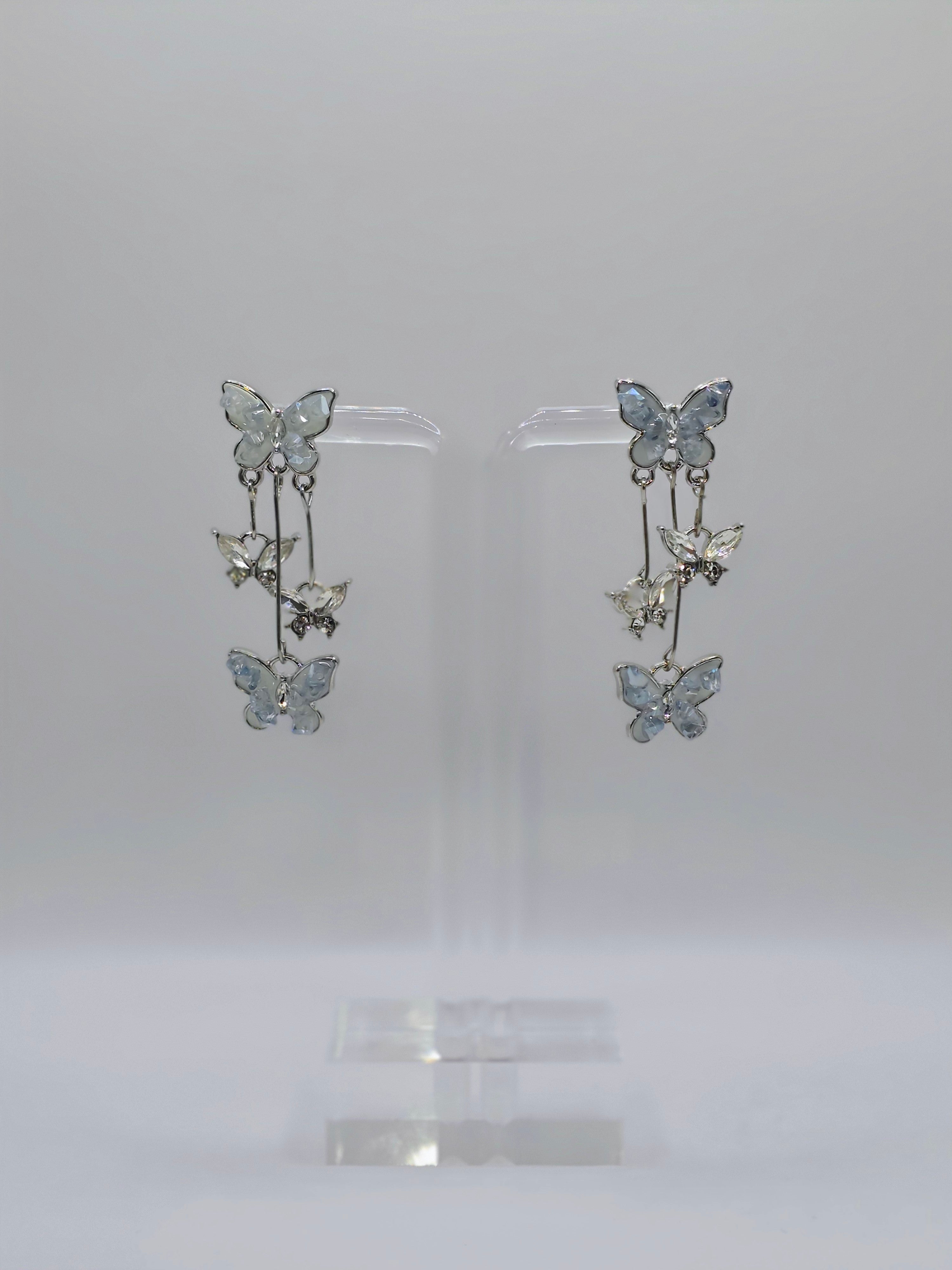 Crystal Blue Butterfly Earrings